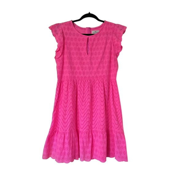 Vineyard Vines Allamanda Pink Wave Floral Eyelet Dress Size 12 - Picture 4 of 11